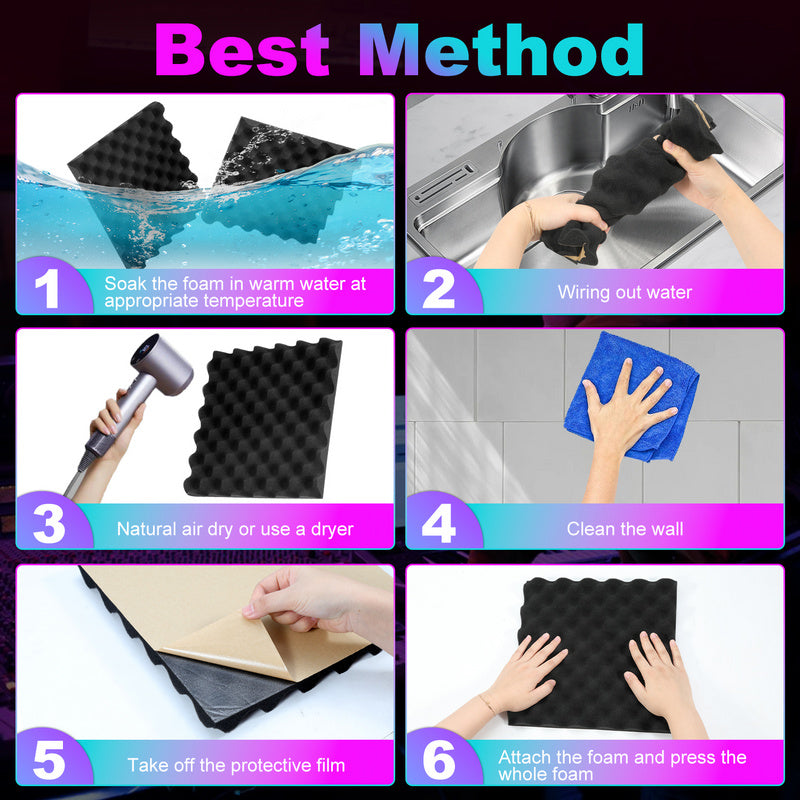 Akoestische Foam Panelen – Geluidsisolatie Platen – Geluidsabsorberende Tegels – Soundproof Panels – Zelfklevend Geluiddempend – 24 Stuks – Echo Vermindering – Eenvoudige Montage