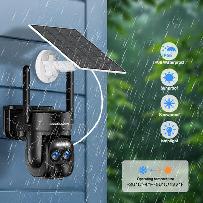 Draadloze Beveiligingscamera – Buiten Camera – Zonnebeveiligingscamera – PTZ Camera – Bewakingscamera – 360° Draaibaar – Kleurennachtzicht – Solar Powered Met 8000mAh Batterij