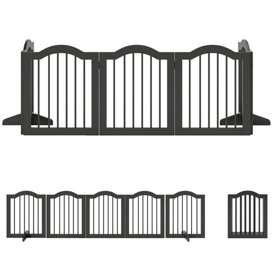 Barrier Grid Dog Free-Standing Protective Grid with Feet, Collapsible Dog Grid, 5 Panels, 261.5 X 29.5 X 61 Cm, Black