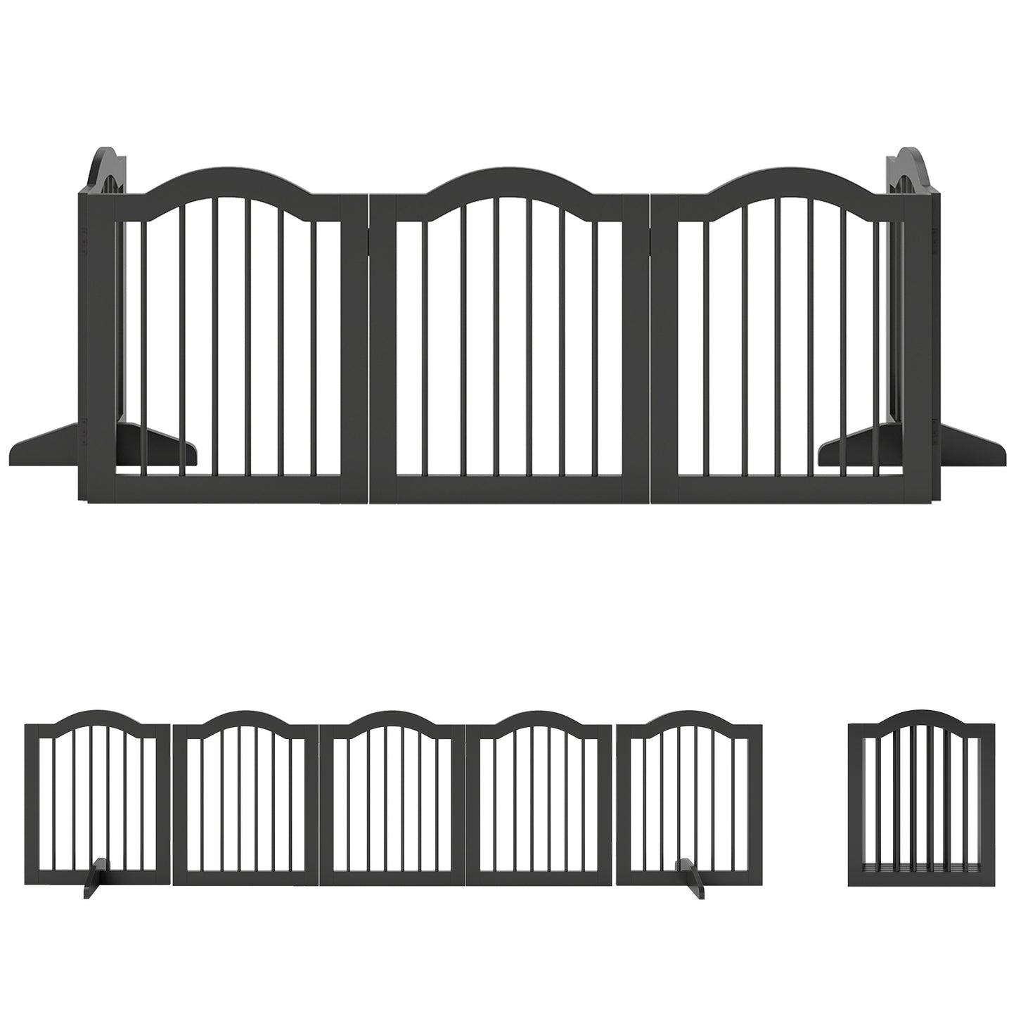 Hondenbarrière – Hekje – Hondenhek – Traphek – Kamerscherm – Vrijstaand Zwart Houten Design – Inklapbaar & Stevig