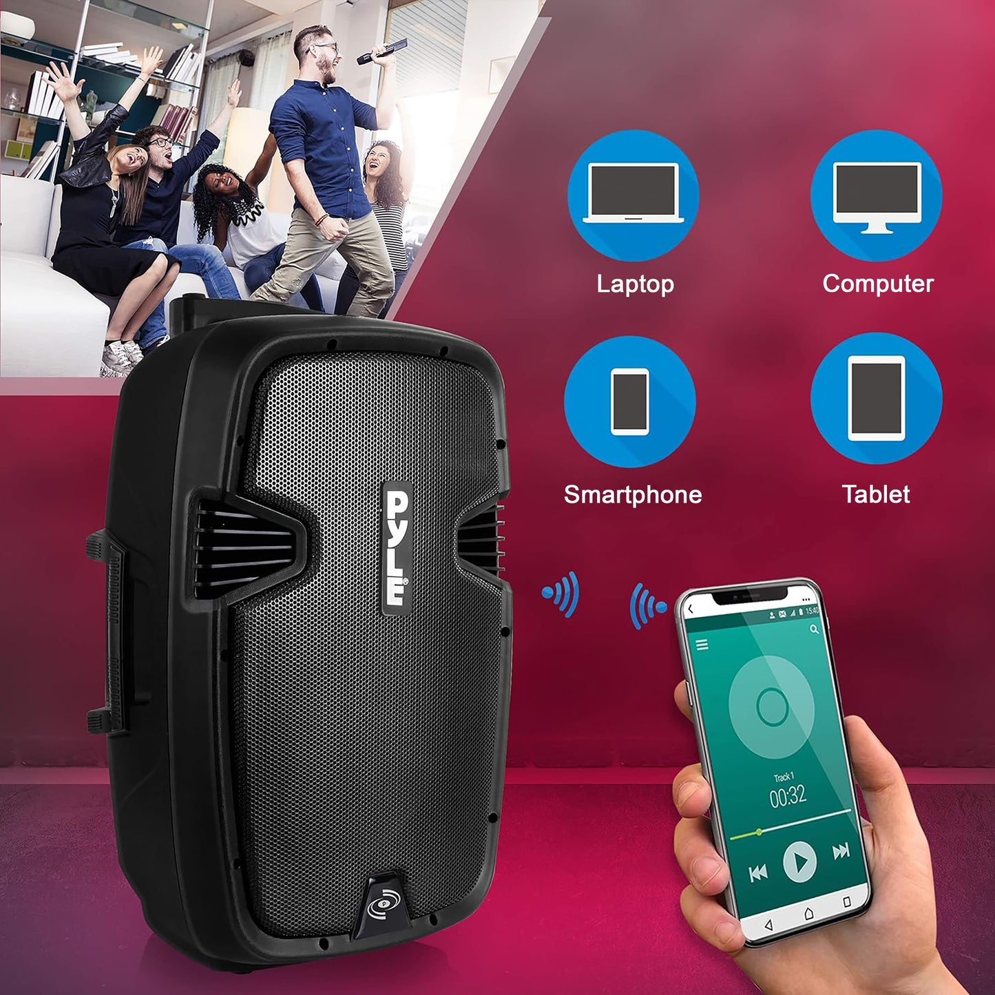 Draagbaar PA-systeem – Portable Geluidsinstallatie – Bluetooth Speaker – Karaoke Set – Draadloos Microfoon Systeem – 1000 Watt – Oplaadbare Batterij Met Wieltjes