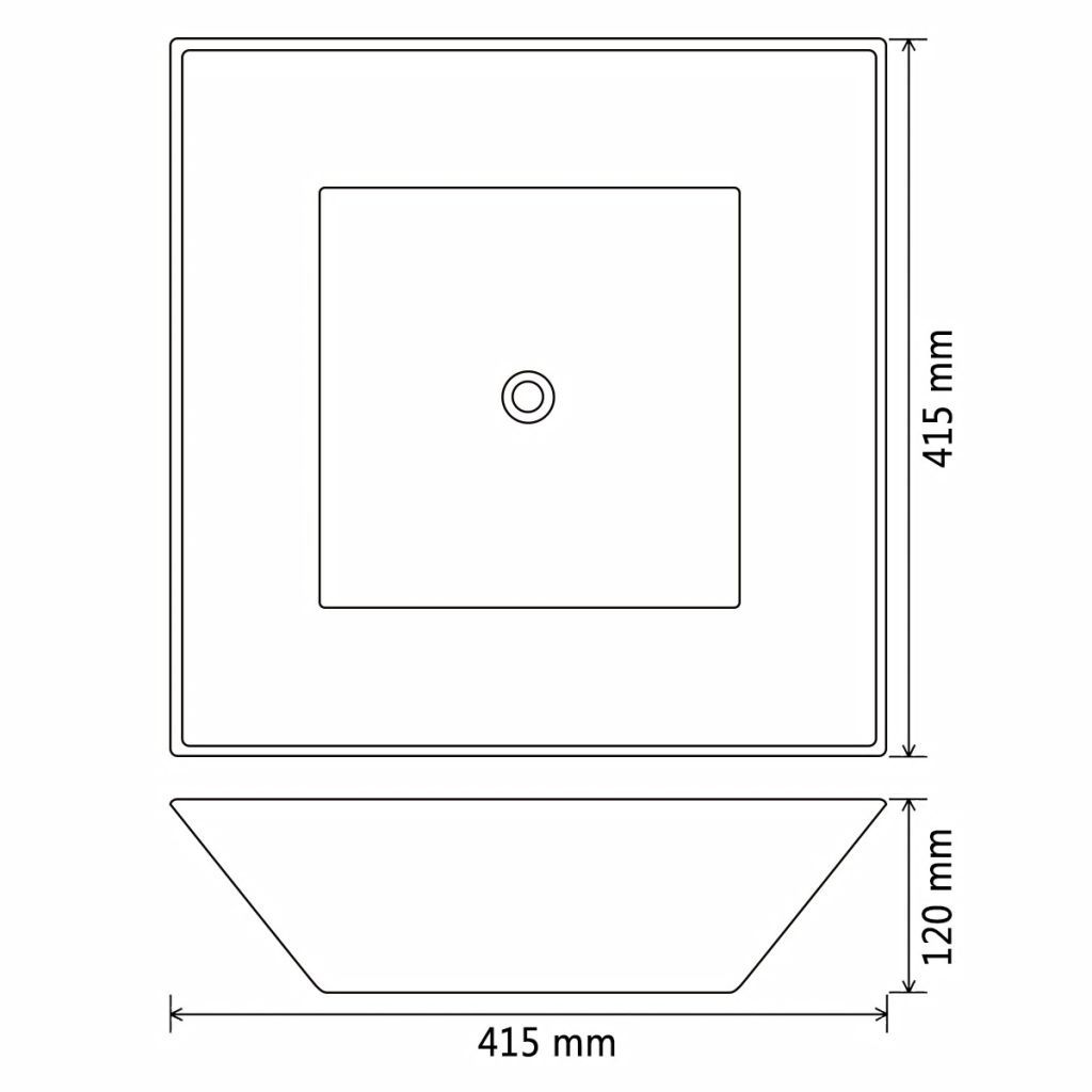 Wastafel Vierkant – Waskom – Lavabo – Badkamerbak – Keramische Wastafel – 41,5 x 41,5 x 12 cm – Wit – Hoogwaardige Kwaliteit