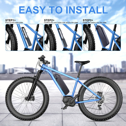 Ebike Accu – Elektrische Fietsaccu – Lithium Batterij – E-bike Batterij – 48V 14.4Ah – Ingebouwde 30A BMS – USB Uitgang – Antidiefstal Beveiliging