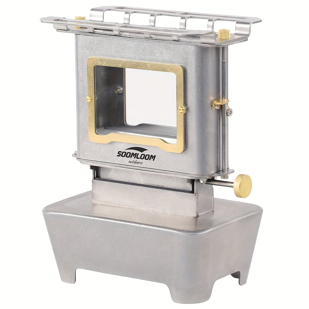 Houtkachel – Campingkachel – Outdoor Stove – Kooktoestel – Verwarmer – Roestvrijstaal – Glazen Kijkvenster – Compact & Draagbaar – Instelbare Vlamregeling