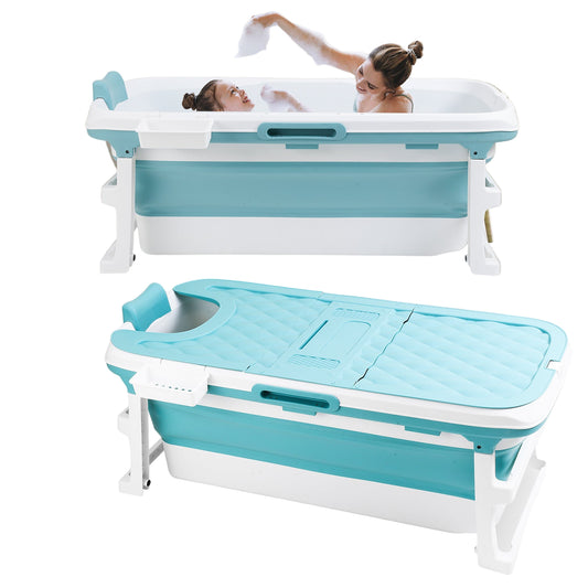 Opvouwbare Badkuip – Vouwbaar Bad – Draagbare Badkuip – Compact Bad – Badkuip Voor Kleine Badkamer – XL 132 cm – Duurzaam PP & TPE Materiaal – Inclusief Badplank En Zeeprandje