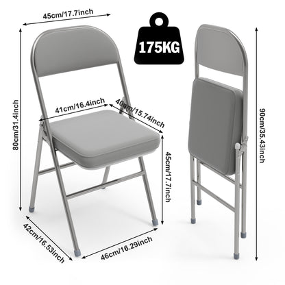 Klapstoel – Vouwstoel – Opvouwbare Stoel – Eetkamerstoel – Tuinstoel – Set van 2 – Kunstleer Zitting – Stevig Metalen Frame – Stapelbaar – Zithoogte 45 cm