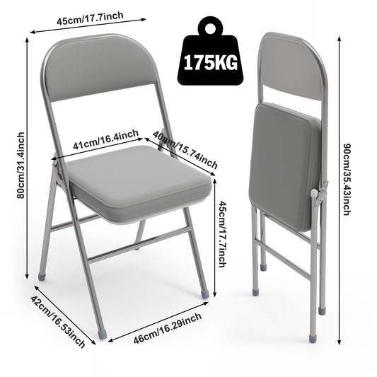 Klapstoel – Vouwstoel – Opvouwbare Stoel – Eetkamerstoel – Tuinstoel – Set van 2 – Kunstleer Zitting – Stevig Metalen Frame – Stapelbaar – Zithoogte 45 cm