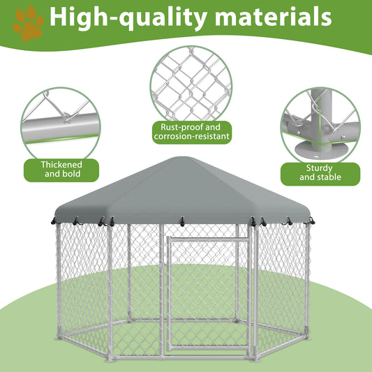 Hondenkennel – Hondenkooi – Hondenhok – Puppyren – Hondenren – 280x250x165 cm – Gegalvaniseerd Staal – Afsluitbare Deur