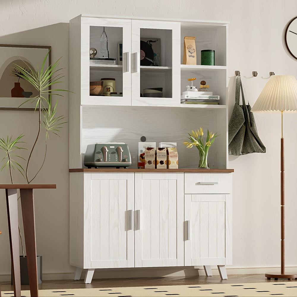 Dressoir – Buffetkast – Opbergkast – Wandkast – Kast – Witte Houtnerf – Hoog 190 cm – Hardhout