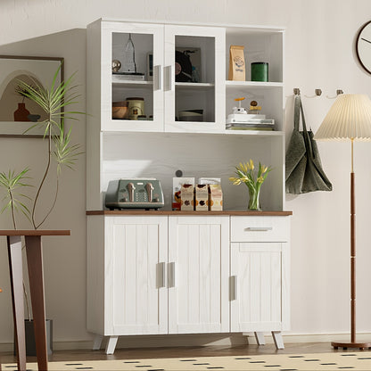 Dressoir – Buffetkast – Opbergkast – Wandkast – Kast – Witte Houtnerf – Hoog 190 cm – Hardhout