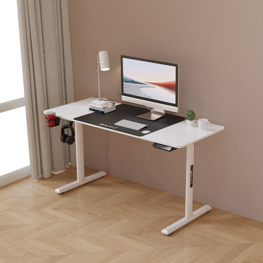 Hoogteverstelbaar Bureau – Zit-Sta Bureau – Verstelbaar Bureau – Elektrisch Bureau – Bureau voor Thuiswerken – 140x60 cm Werkblad – Stille Motor met Geheugenfunctie – Wit