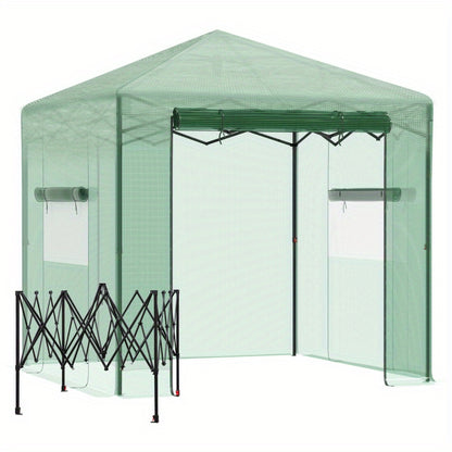 Kweektent – Broeikas – Growtent – Growbox – Kweekkast – Inklapbaar – Water- en UV-bestendig PE – Stalen Frame 238x178x240 cm - Groen