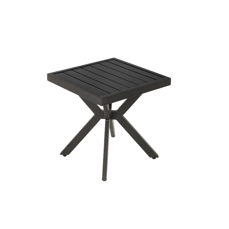 Bijzettafel – Bijzettafeltje – Banktafel – Nachtkastje – Tafeltje – Aluminium – Weerbestendig – Donkerbruin – Verstelbare Hoogte – Compact 45x45x47 cm