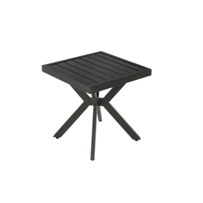 Bijzettafel – Bijzettafeltje – Banktafel – Nachtkastje – Tafeltje – Aluminium – Weerbestendig – Donkerbruin – Verstelbare Hoogte – Compact 45x45x47 cm