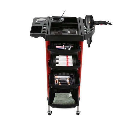 Salonwagen – Kappers Trolley – Werkwagen – Beauty Trolley – Nagelwagen – 5 Lagen Met 4 Laden – Roestvrij Staal & Kunststof – 360° Draaibare Antislip Wieltjes – Zonder Elektriciteit
