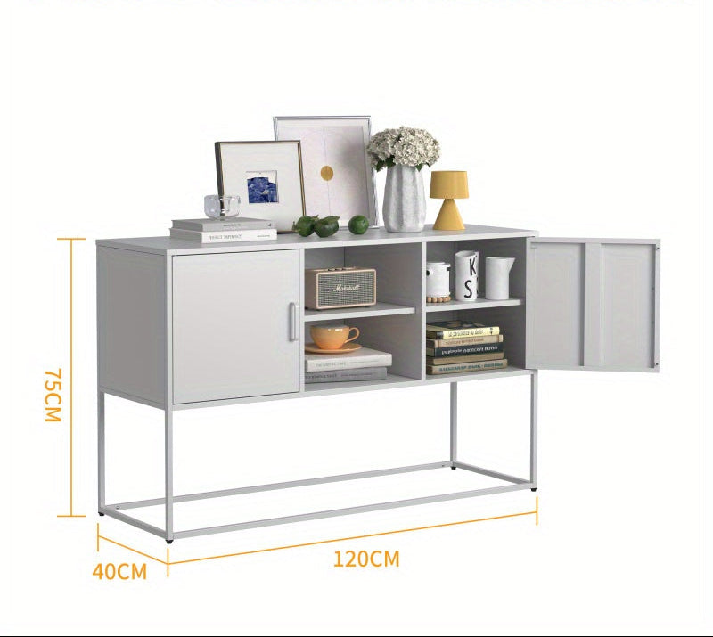 Dressoir – Sideboard – Buffetkast – Opbergkast – Kast – Metalen Constructie – 75x120x40 cm – Wit