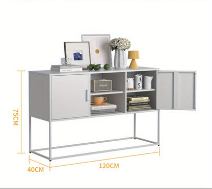 Dressoir – Sideboard – Buffetkast – Opbergkast – Kast – Metalen Constructie – 75x120x40 cm – Wit