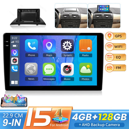 Autorradio – Car Stereo – Multimedia Speler – Navigatiesysteem – Touchscreen Unit – 9 Inch 2-DIN – Android 15 Systeem – Draadloze CarPlay & Android Auto – Achteruitrijcamera – 4GB RAM 128GB Opslag