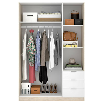 Wardrobe 3 Doors in Front of Astru, Mobile Hangers for Bedroom, 3-Drawer Wardrobe, 121X52H184 Cm, Available in 3 Colors