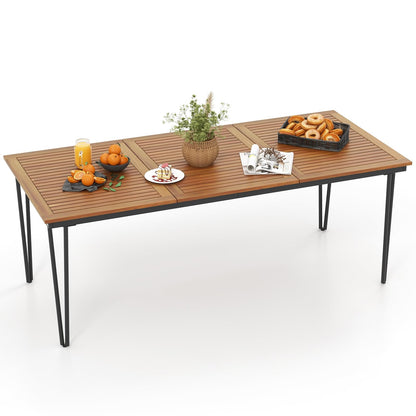 Tuinmeubel Tafel – Buitentafel – Balkon Tafel – Eettafel – Tuin Eettafel – Acaciahouten Tuintafel 200x90 cm – Umbrellagat – Robuust Metaal Frame