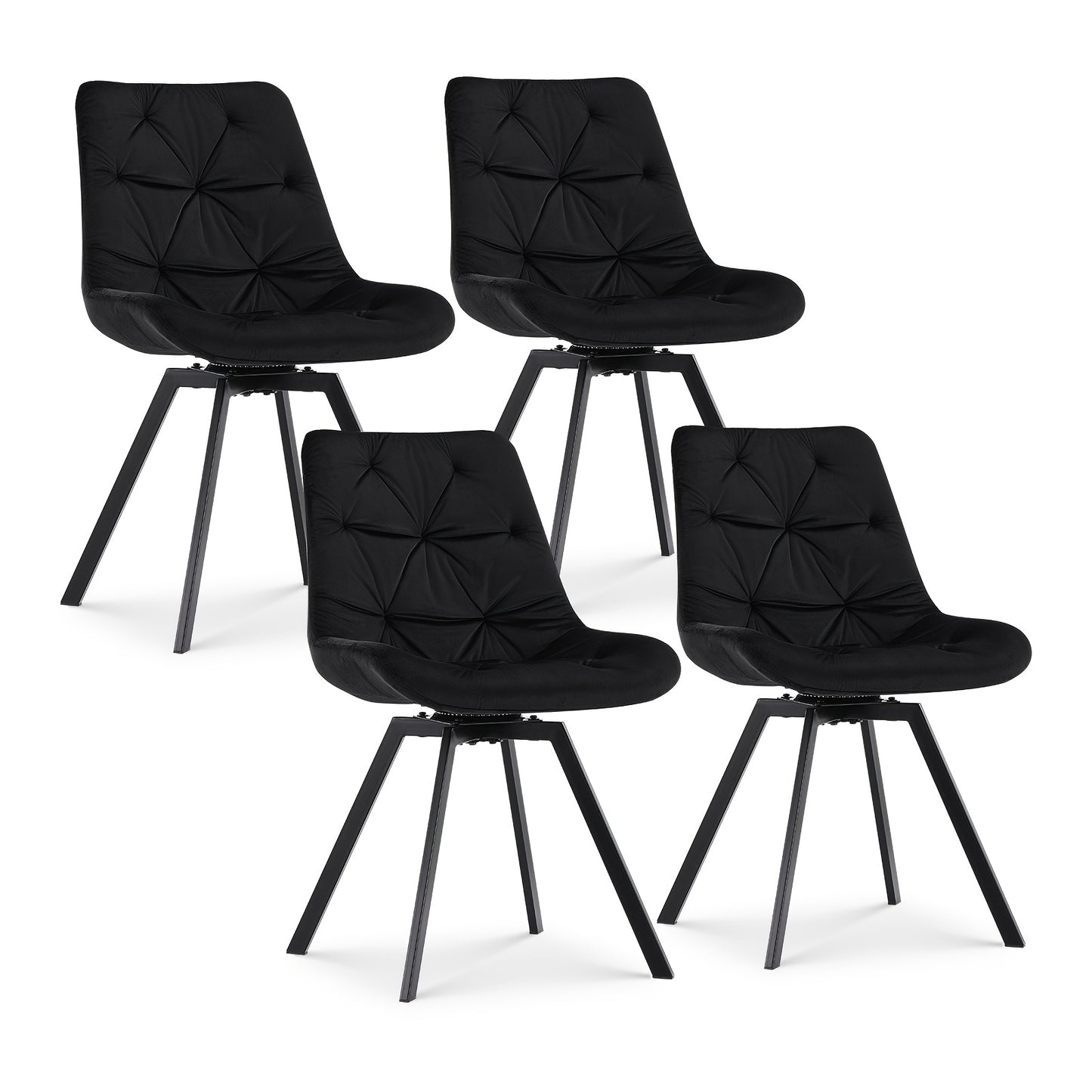Eetkamerstoel – Stoel – Kuipstoel – Designstoel – Keukenstoel – Blauw Velvet – Ergonomisch Memory Foam – 360° Draaibaar Zonder Wieltjes