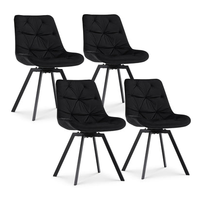 Eetkamerstoel – Stoel – Kuipstoel – Designstoel – Keukenstoel – Blauw Velvet – Ergonomisch Memory Foam – 360° Draaibaar Zonder Wieltjes