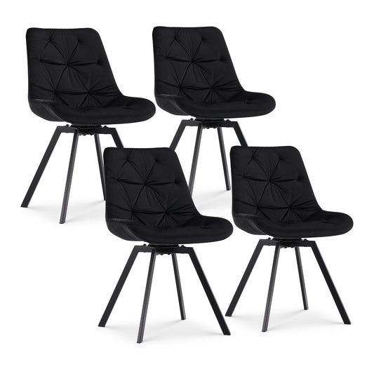 Eetkamerstoel – Stoel – Kuipstoel – Designstoel – Keukenstoel – Blauw Velvet – Ergonomisch Memory Foam – 360° Draaibaar Zonder Wieltjes