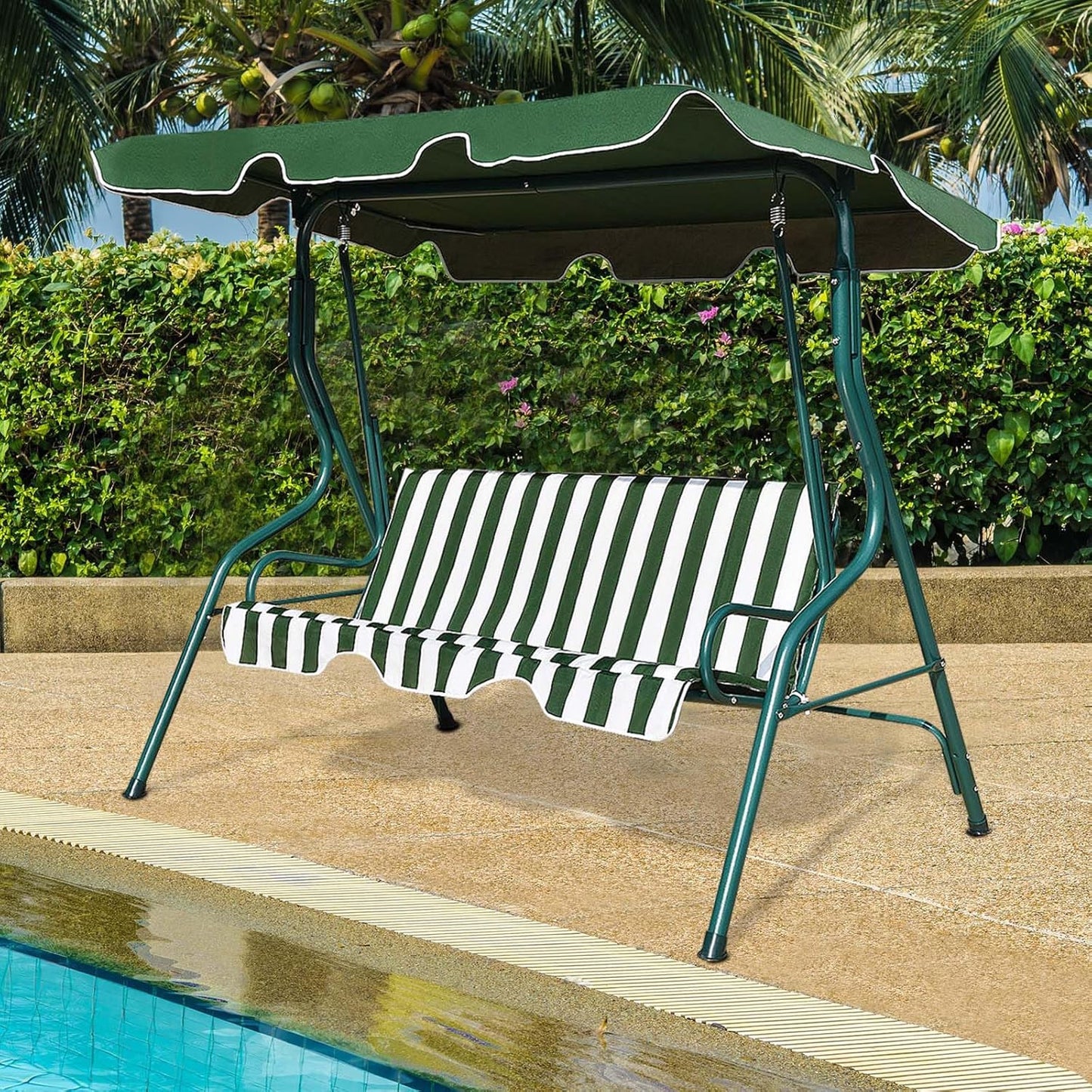 Schommelstoel – Schommelstoel Babykamer – Relaxstoel – Fauteuil – Voedingsstoel – 3 Persoons – Verstelbaar Zonnescherm – Afneembaar Zitkussen – Stabiel Metalen Frame