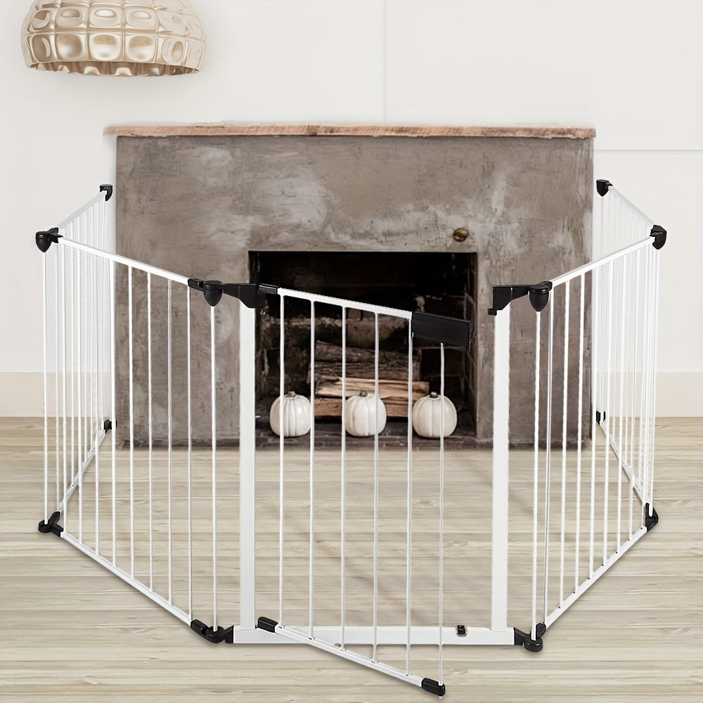 Haardscherm – Haardrooster – Vuurkorfafscherming – Stookrooster – Vuurrooster – 5-delig Vouwbaar – Met Huisdierveiligheidsslot – 300 x 75 cm – Stevig Metalen Frame