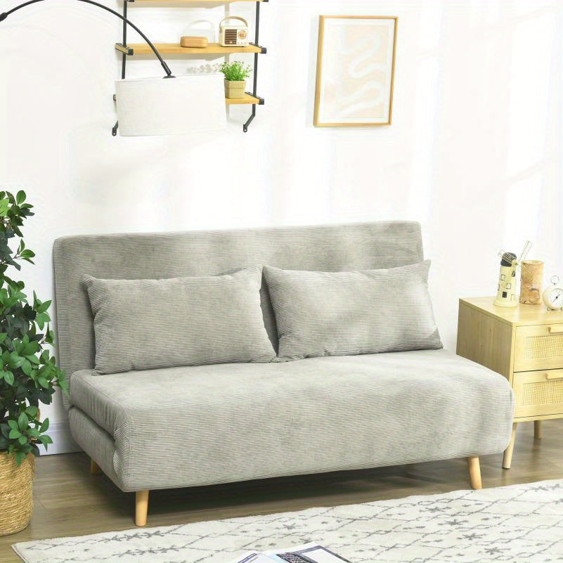 Driezitsbank – Sofa – Bankstel – Zithoek – Zitbank – Verstelbare Rugleuning – Grijze Linnenlook – 141x90x81 cm – Stevig Houten Frame – Comfortabele Polyester Bekleding