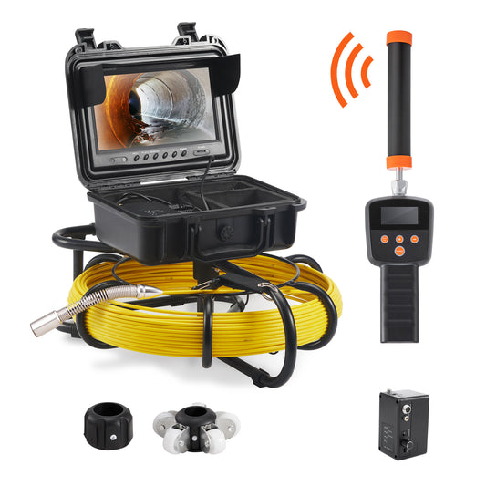 Rioolcamera – Inspectiecamera – Pijpencamera – Afvoerinspectie – Kabelcamera – 50 Meter Kabel – 9 Inch 720p Scherm – 512Hz Sonde Locator