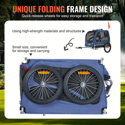 Fietskar hond – Hondenfietskar – Hondenbuggy – Hondenaanhanger – Hondenkar – Maximale belasting 45 kg – Opvouwbaar frame met veiligheidsvlag