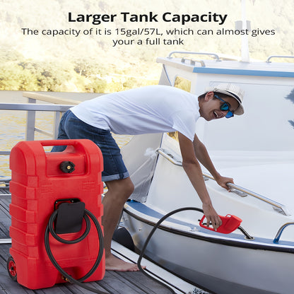 Brandstoftank – Brandstofcontainer – Jerrycan – Mobiele Brandstoftank – Fuel Caddy – 57 Liter Capaciteit – Handpomp Met 300 cm Slang