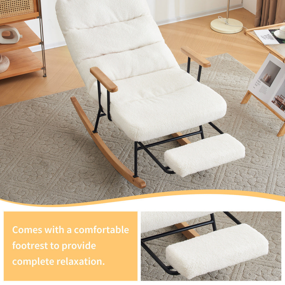 Schommelstoel – Relaxstoel – Fauteuil – Lounge stoel – Voedingsstoel – Comfortabele Velvet Bekleding – Handmatig Verstelbare Voetsteun