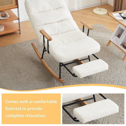 Schommelstoel – Relaxstoel – Fauteuil – Lounge stoel – Voedingsstoel – Comfortabele Velvet Bekleding – Handmatig Verstelbare Voetsteun