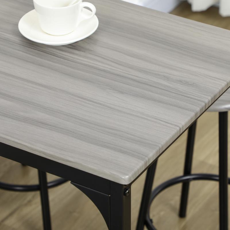 Barkrukkenset – Barkrukken – Barkruk – Keukenkruk – Barstoel – Industrieel Design – Metalen Onderstel Grijs – Massief Houten Tafelblad – 5 Zits