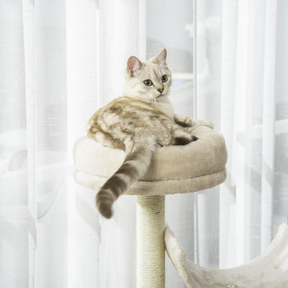 Kattenkrabpaal – Krabmeubel – Klimeiland – Kattenboom – Kattenhuis – Beige Kleur – Duurzaam Sisal – Pluche Comfort