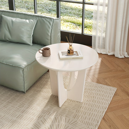 Bijzettafel – Nachtkastje – Side Table – Slede Tafel – Houten Tafeltje – Melkwit – Compact Formaat – Stevige Constructie