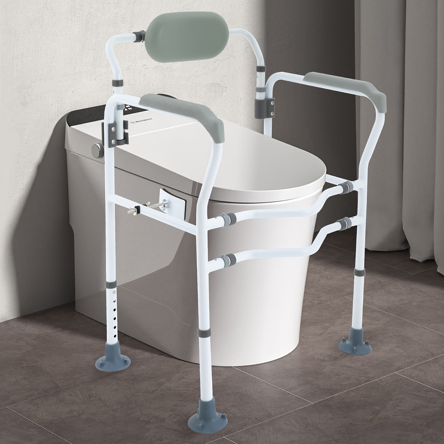 Toiletbeugel – Toiletsteun – Wandbeugel – Veiligheidsgreep – Handgreep – Verstelbaar – C-Pin Montage – Draagkracht 136 kg – Robuust Grijs