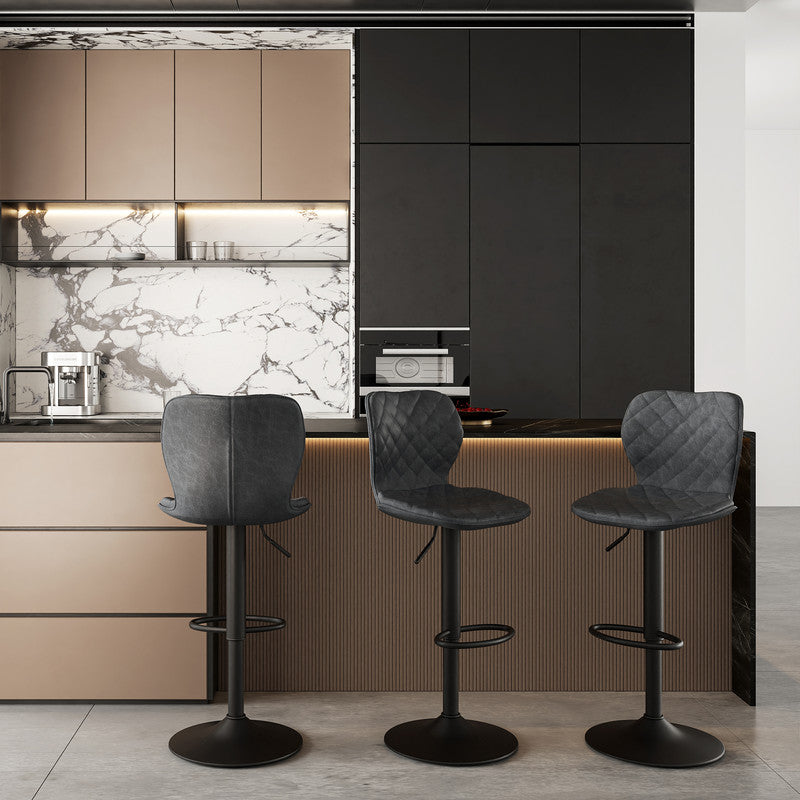 Goeurvant Modern 360° Swivel Bar Stool with Adjustable Height and Metal Base, PU Upholstery, Kitchen Stool, Kitchen Bar Stools, Kitchen Stools, Home Bar Furniture, Bar Seating, Metal Base Stool, Modern Bar Chair, Contemporar
