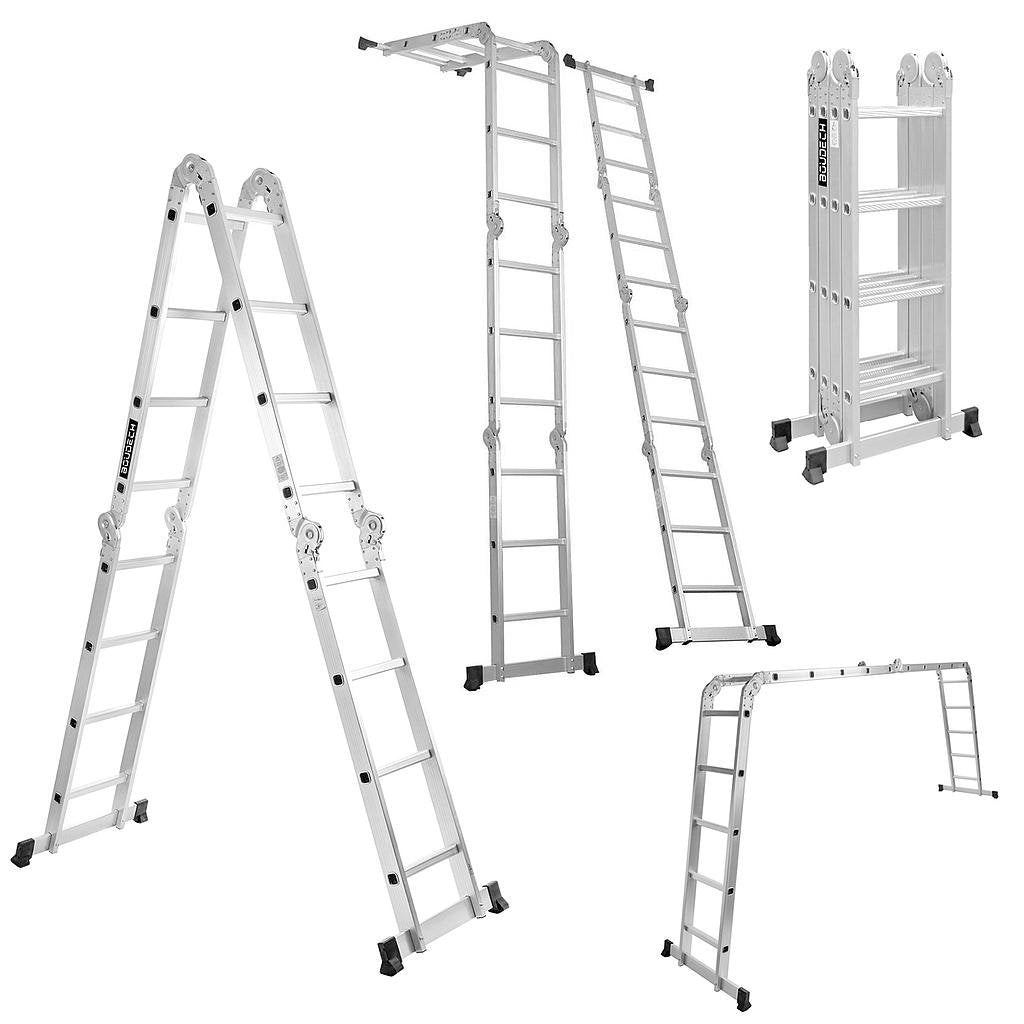 Aluminium Ladder – Telescopische Ladder – Vouwladder – Schuifladder – Reformladder – Multifunctioneel 4x4 Treden – Max Werkhoogte 445 cm – Max Belastbaarheid 150 kg