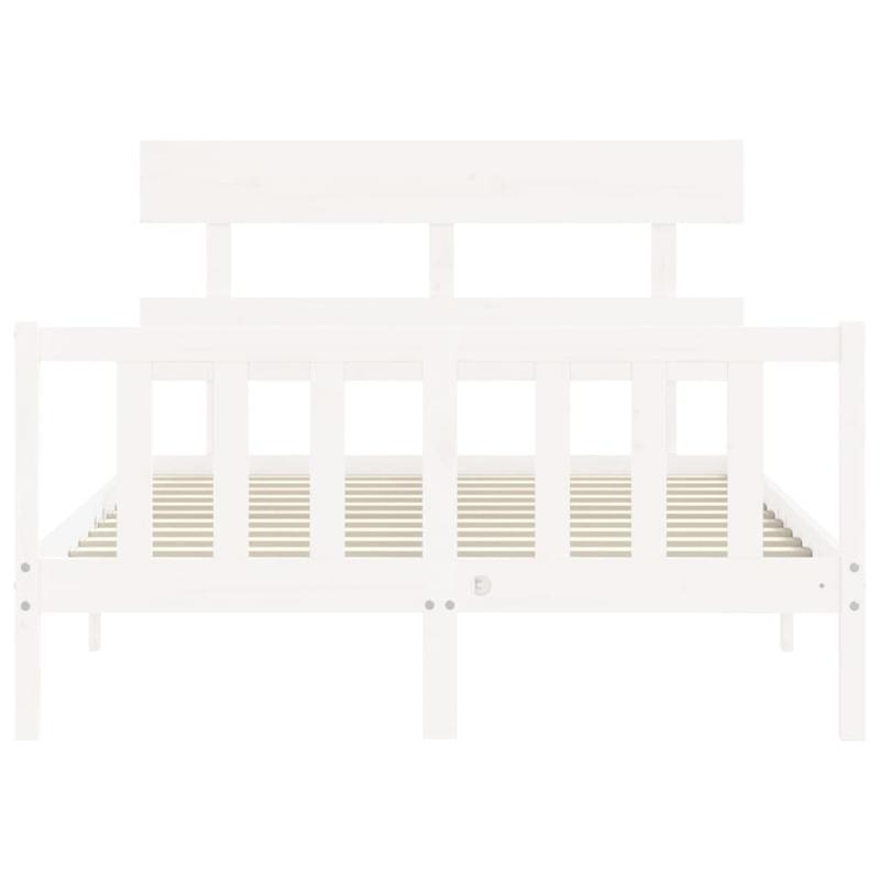 White Wooden Bed Frame 120x200cm - Contemporary Minimalist Design with Headboard, Easy Assembly, Durable & Removable, Perfect for Modern Bedroom Decor, Bedroom Furniture, Sleek Headboard, Sturdy Construction