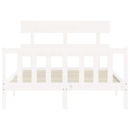 White Wooden Bed Frame 120x200cm - Contemporary Minimalist Design with Headboard, Easy Assembly, Durable & Removable, Perfect for Modern Bedroom Decor, Bedroom Furniture, Sleek Headboard, Sturdy Construction