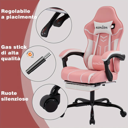 Ergonomische Gamingstoel – Bureaustoel – Gamestoel – Werkstoel – Zitzakstoel – Verstelbare Rugleuning 90°-170° – Memory Foam Kussens Kunstleer – Zwart-Grijs
