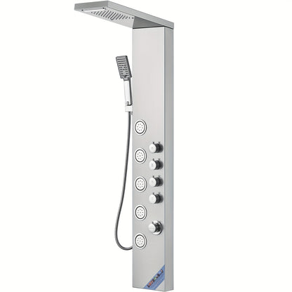 Doucheset – Douchepaneel – Douchekolom – Regendouche – Handdouche – Roestvrij Staal – 4 Douchestanden & 5 Massagejets – Wandmontage 150 cm