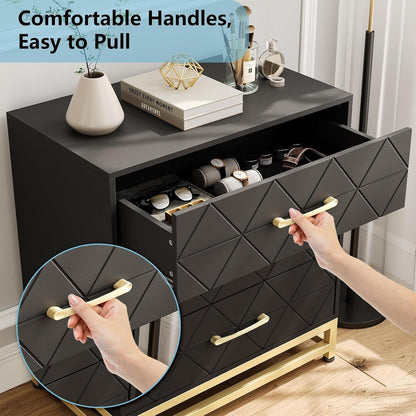 Ladeblok – Ladekast – Archiefkast – Rolcontainer – Bureaukast – Modern Wit Ladeblok Met Gouden Handgrepen – Metalen Constructie En 3 Ruime Lades