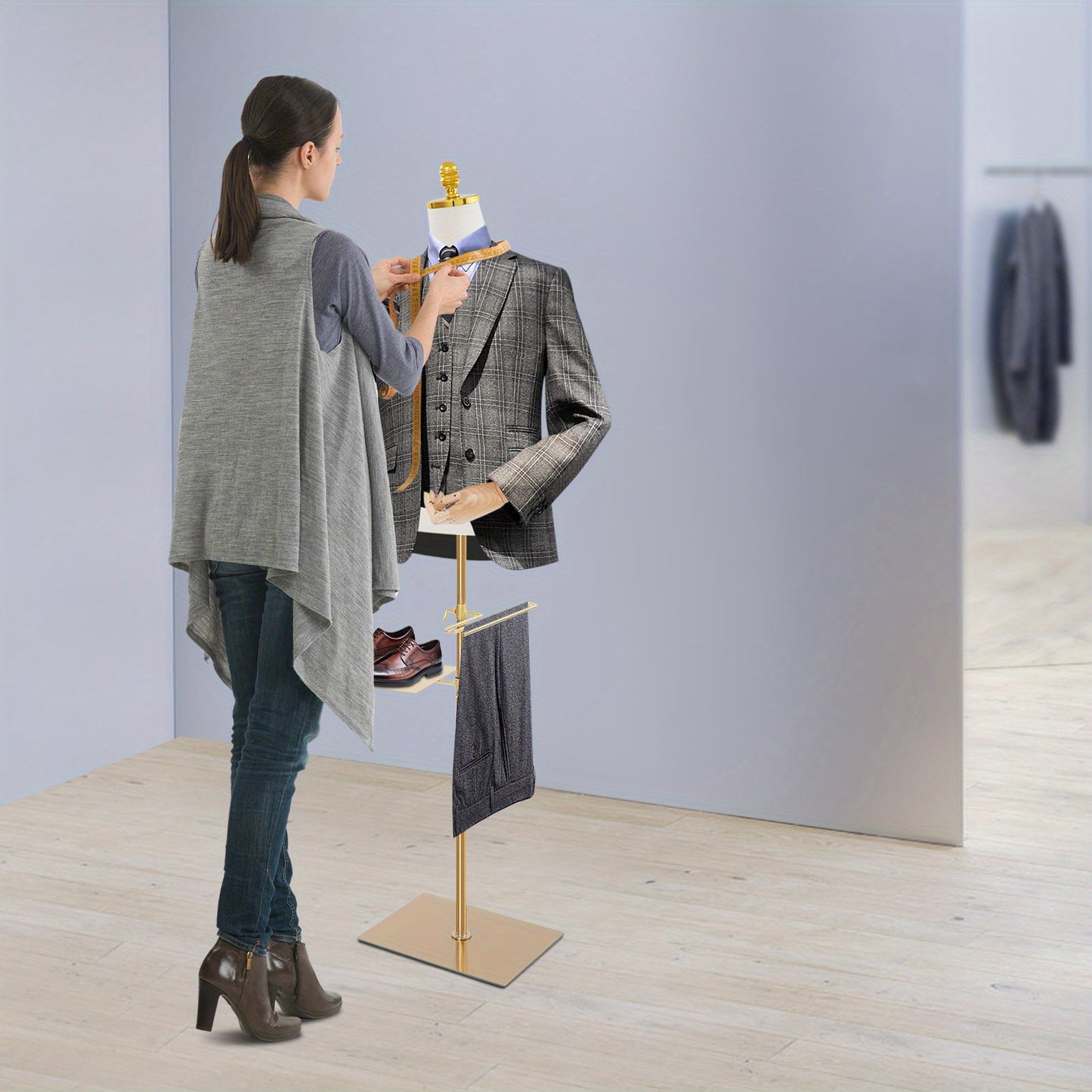 Paspop heren – Etalagepop – Kleermakerspop – Modepop – Mannequin – Verstelbaar 70-130 cm – Stevig kunststof en houten armen