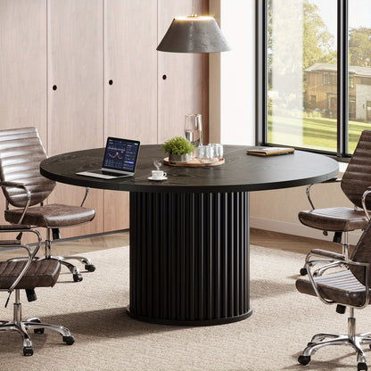 Ronde Vergadertafel – Vergadertafel – Werktafel – Eettafel – Overlegruimte – Compact 120 cm – Houten Blad Met Metalen Onderstel