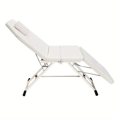 Massagetafel – Behandelbank – Massagebed – Massagebank – Schoonheidstafel – Opvouwbaar – Draagbaar – Hoogwaardig Fijn-Cel Schuim – Water- en Olieafstotend PVC – Wit