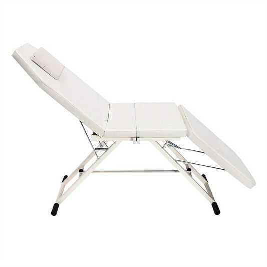 Massagetafel – Behandelbank – Massagebed – Massagebank – Schoonheidstafel – Opvouwbaar – Draagbaar – Hoogwaardig Fijn-Cel Schuim – Water- en Olieafstotend PVC – Wit